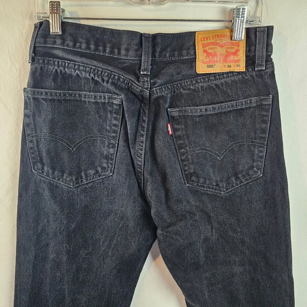 Levi's 505 Jeans Mens 31x30 Black Straight Leg Denim Classic Casual Skater